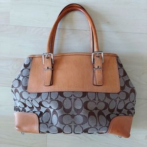 Coach Signature Hampton Satchel handbag. Brown/Tan